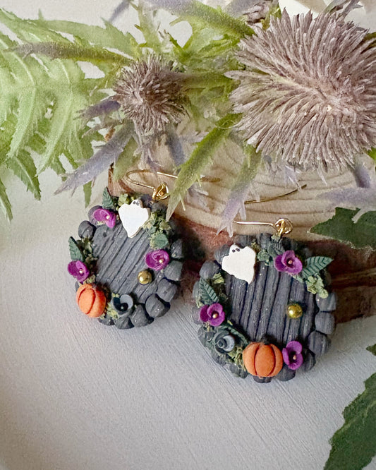 Halloween Fairy Door Earrings | Hobbit Door | Grey