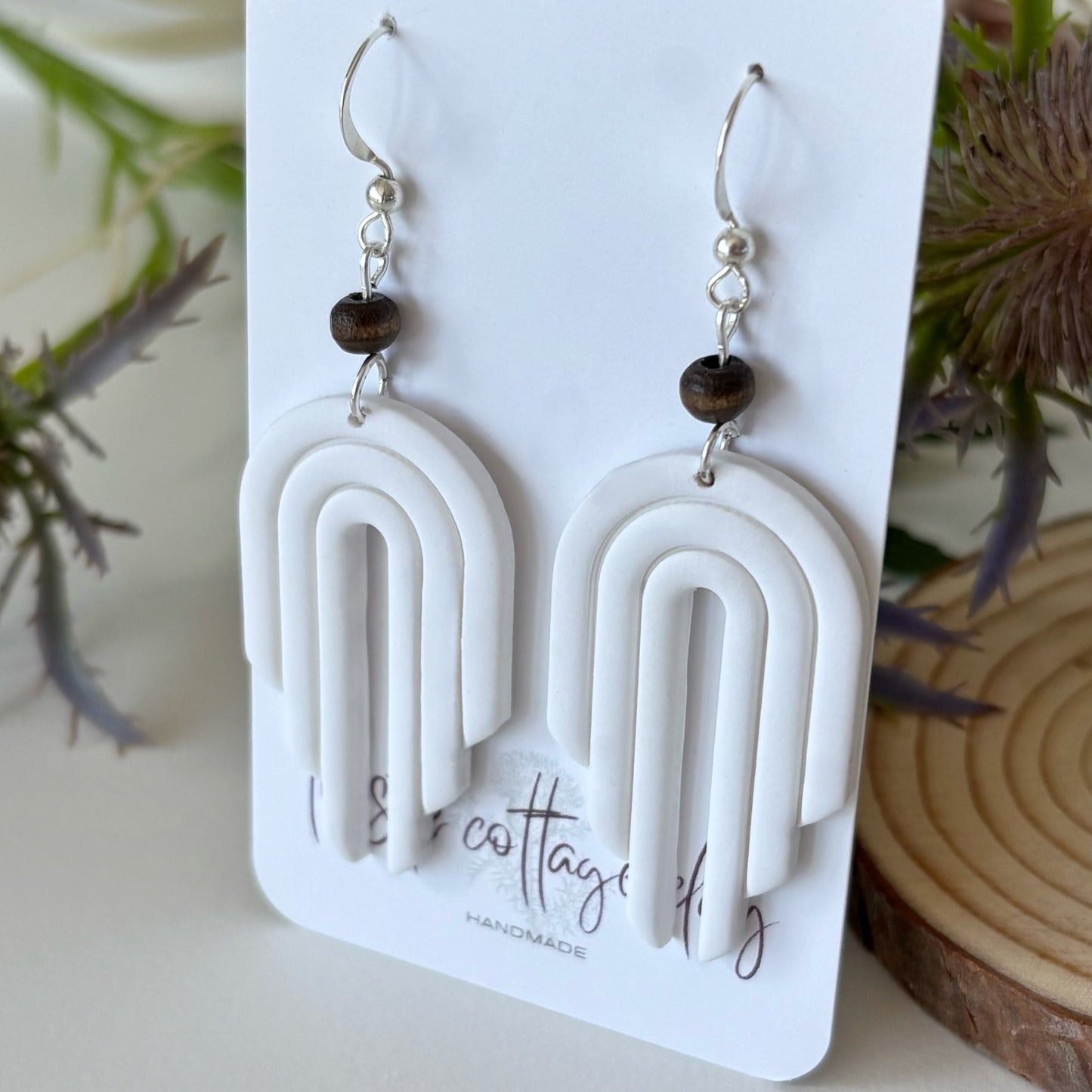 Arch Earrings | White