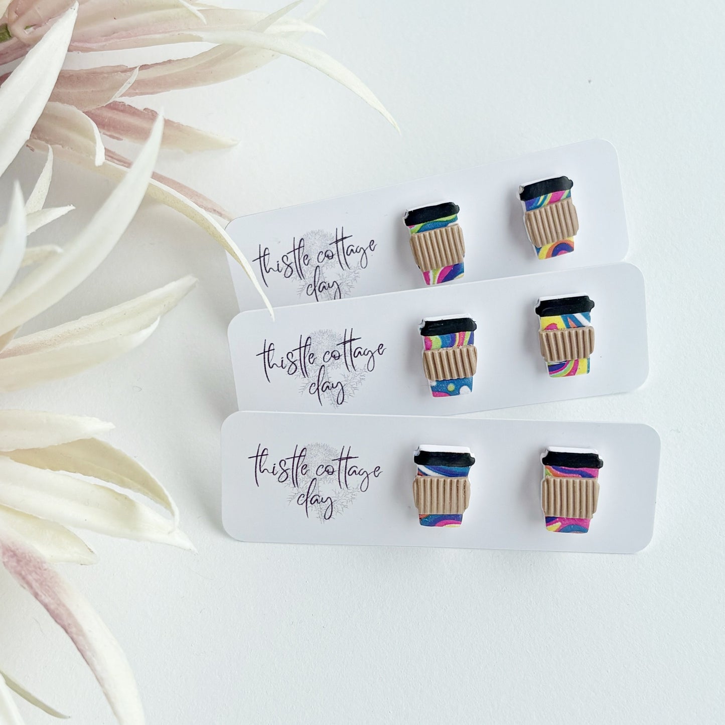 Coffee Cup Studs | Retro
