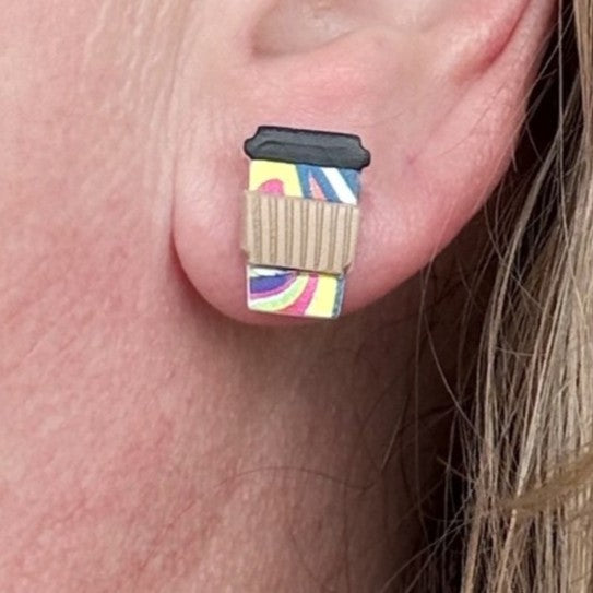 Coffee Cup Studs | Retro