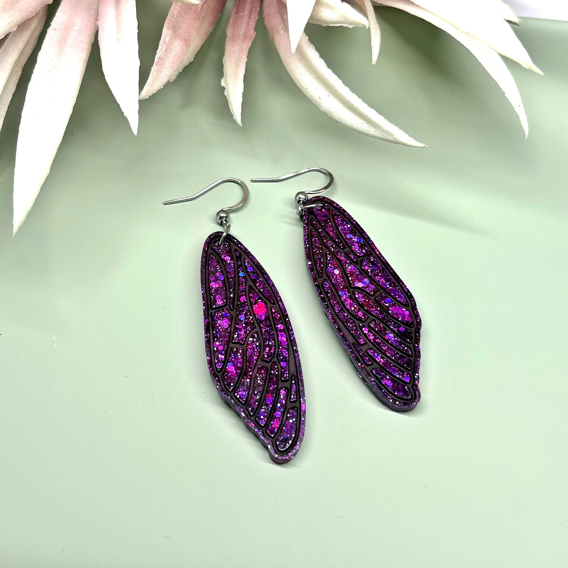 Handmade Fairy Wings Earrings – resin