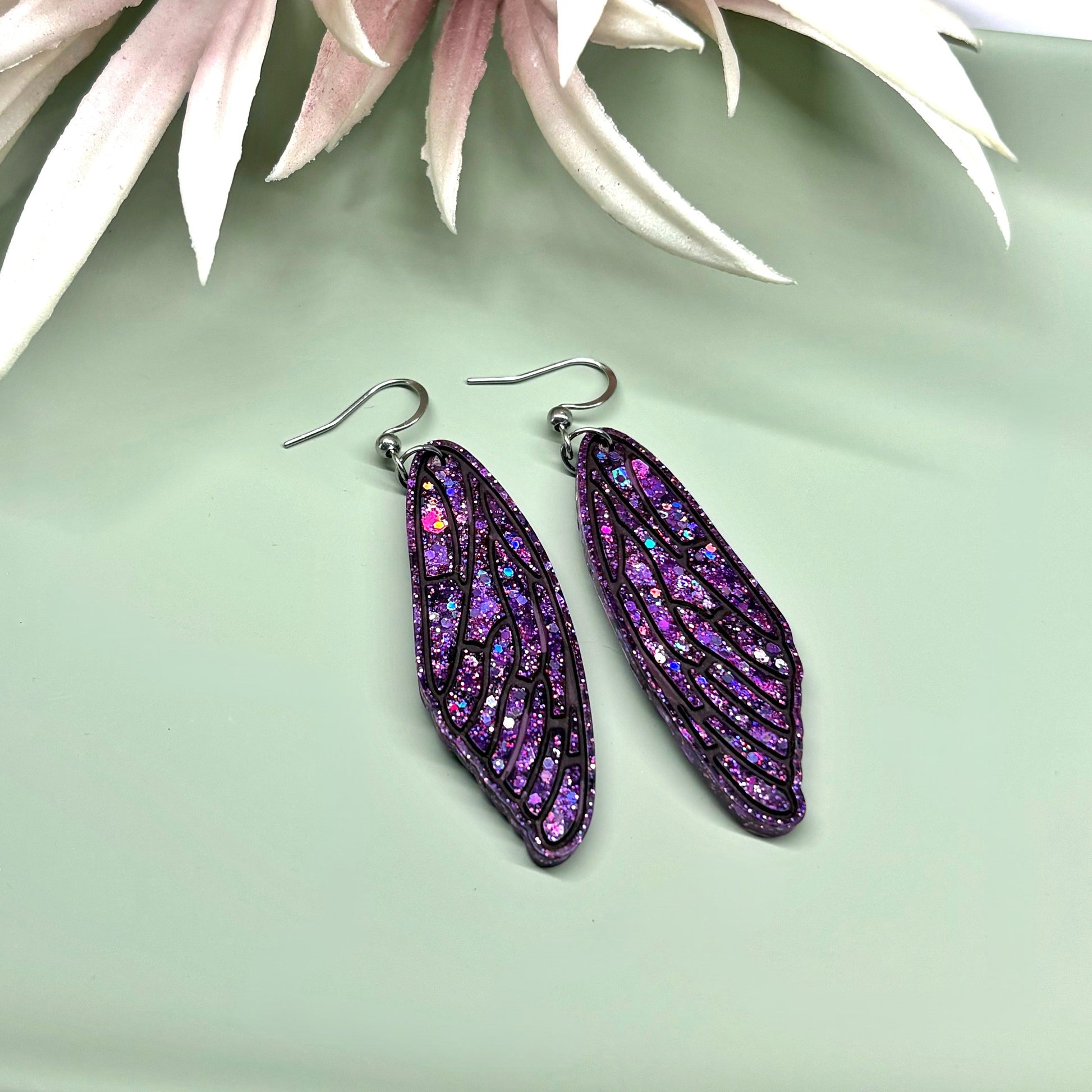 Handmade Fairy Wings Earrings – resin