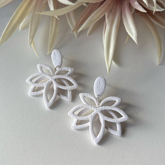 Lotus Design  Earrings | White