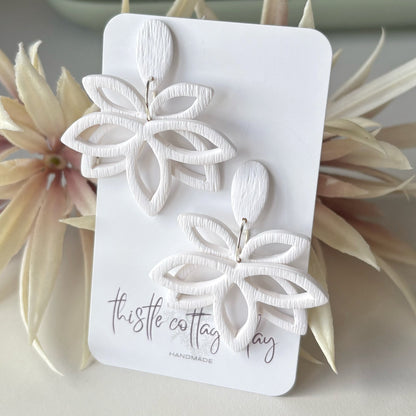 Lotus Design  Earrings | White