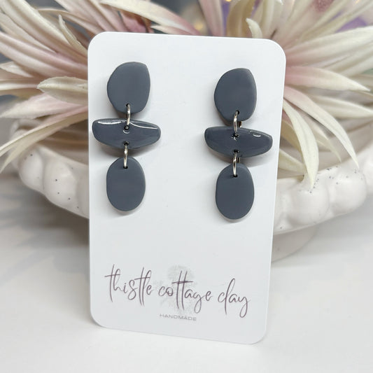 Pebble Trio Drop Earrings | Slate