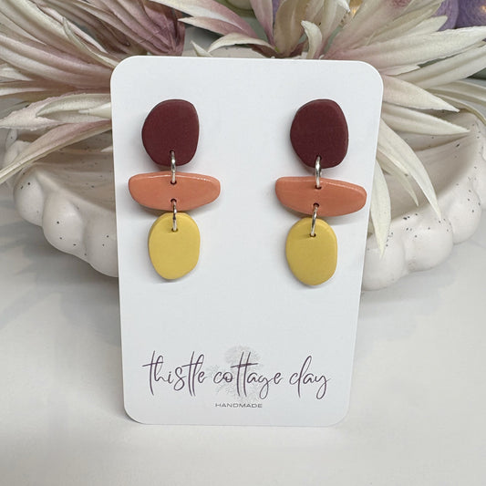 Pebble Trio Drop Earrings | Sunset