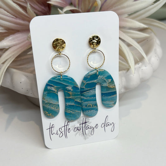 Donut Arc Earrings | Turquoise Marble Stone
