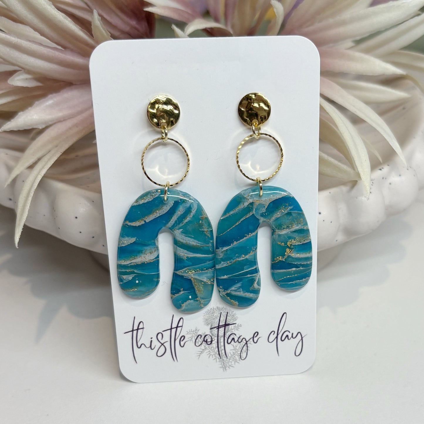 Donut Arc Earrings | Turquoise Marble Stone
