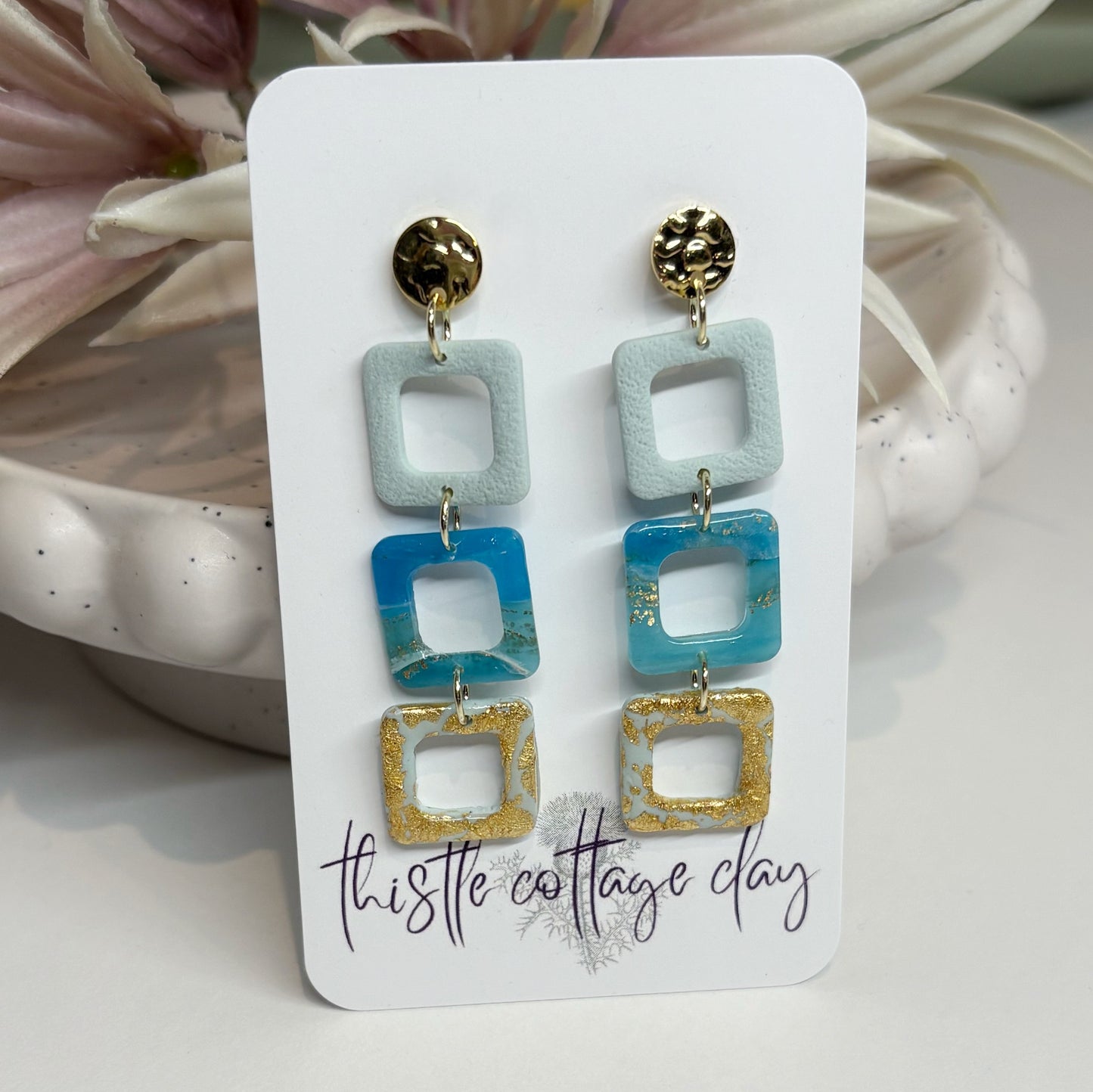 Square Dangles | Turquoise Marble Stone