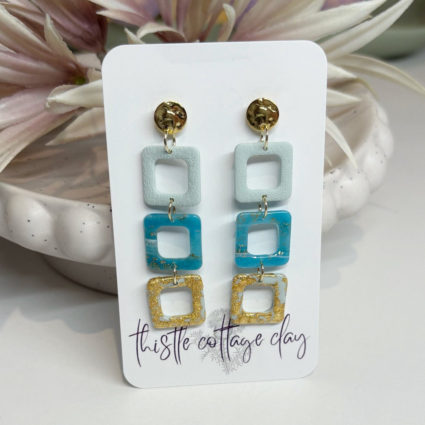 Square Dangles | Turquoise Marble Stone