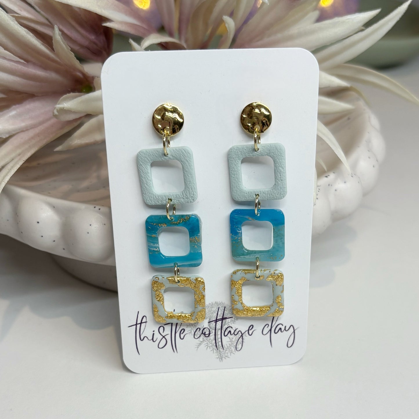 Square Dangles | Turquoise Marble Stone
