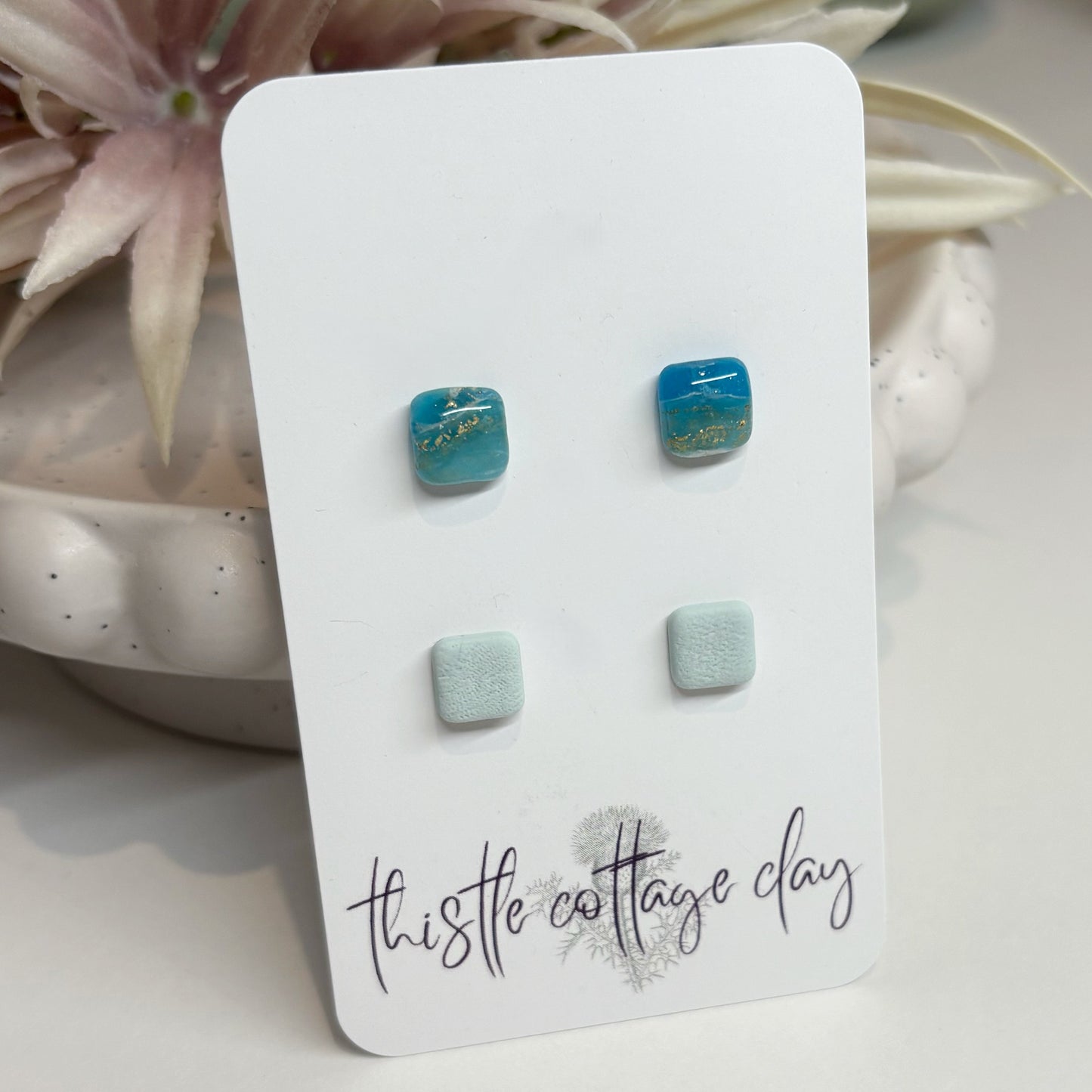 Mini Studs | Turquoise Marble Stone