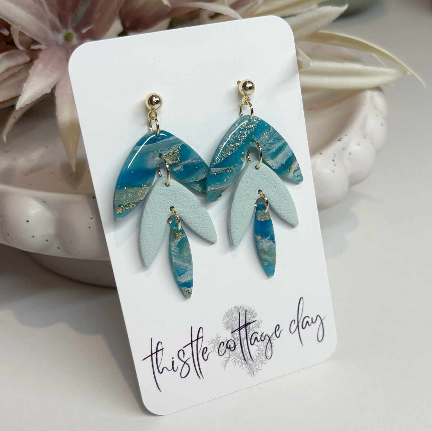 Leaf Drop Dangles | Turquoise Marble Stone