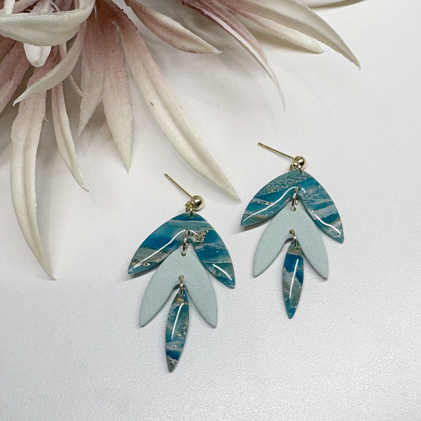 Leaf Drop Dangles | Turquoise Marble Stone