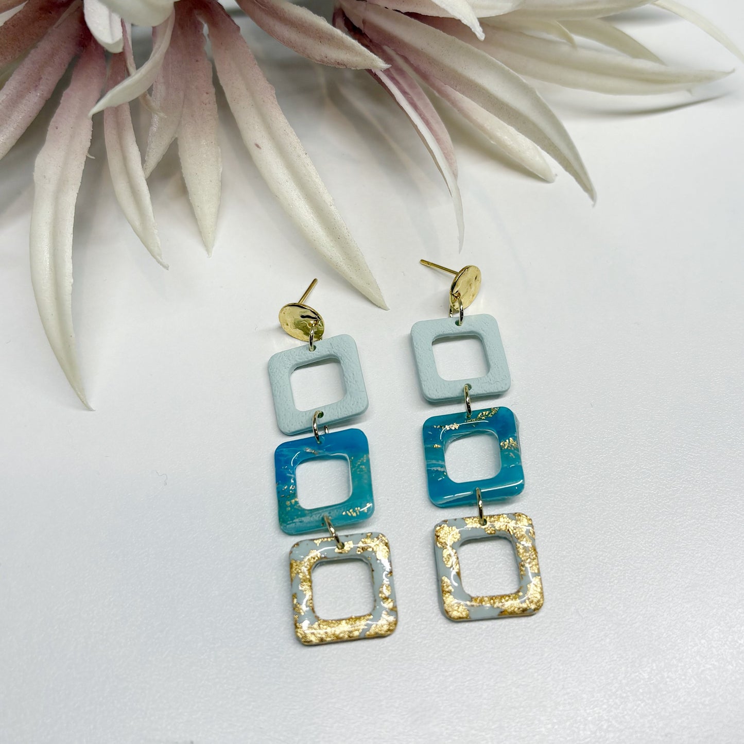 Square Dangles | Turquoise Marble Stone