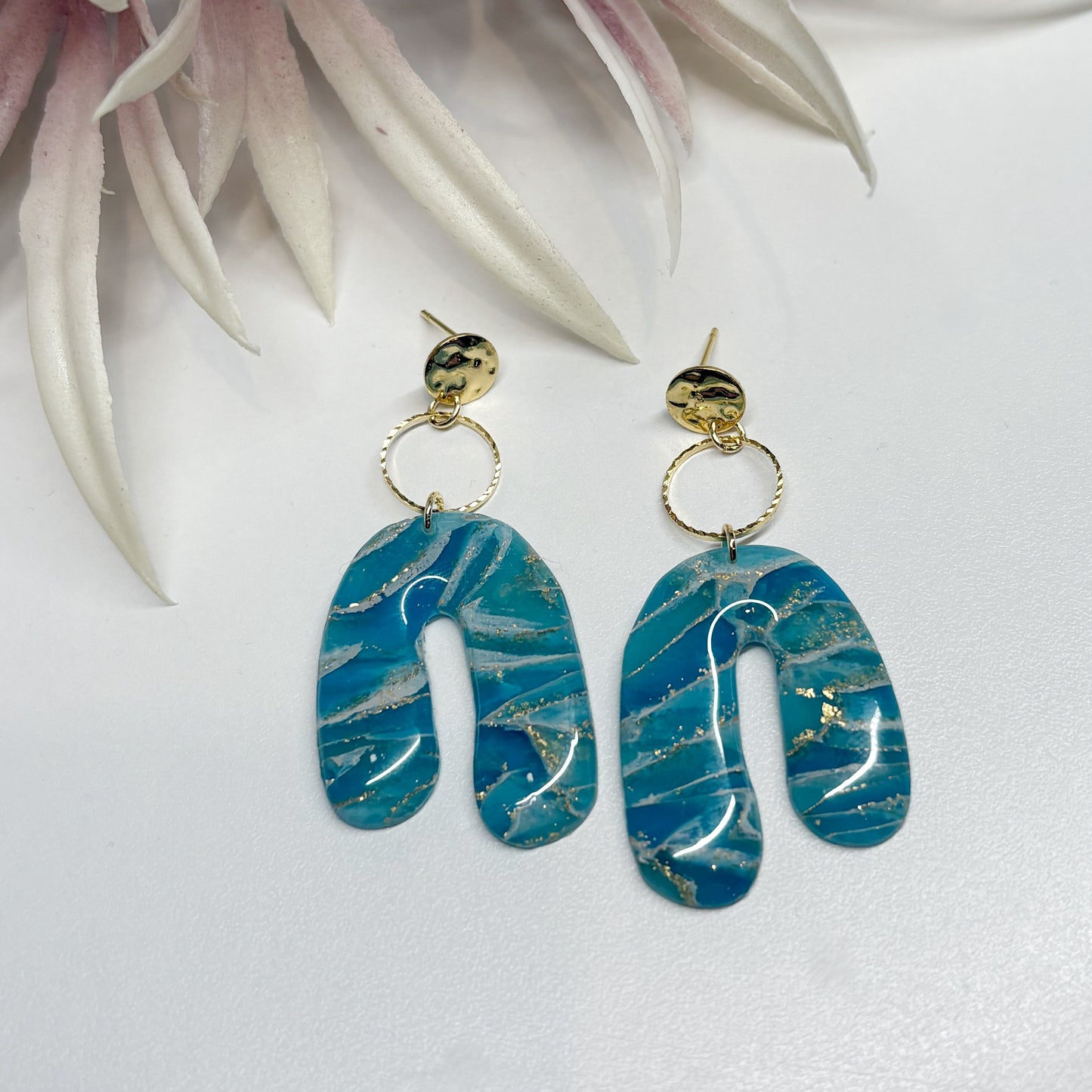 Donut Arc Earrings | Turquoise Marble Stone