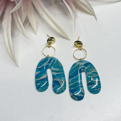 Donut Arc Earrings | Turquoise Marble Stone