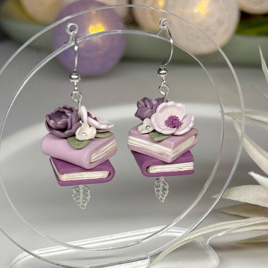 Book Earrings | Lilac Double Stack