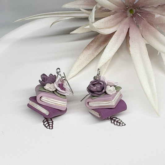 Book Earrings | Lilac Double Stack