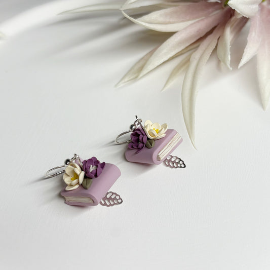 Book Earrings | Lilac Single Stack