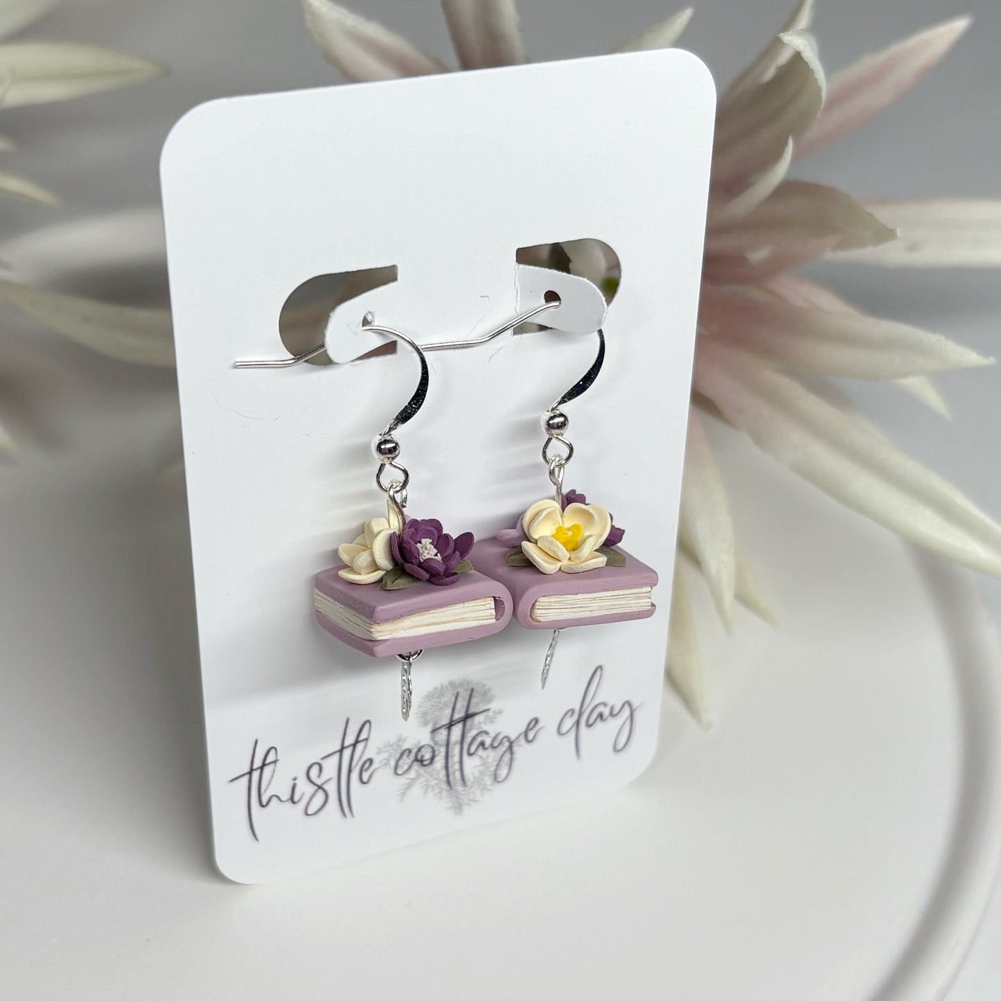 Book Earrings | Lilac Single Stack