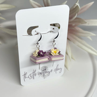 Book Earrings | Lilac Single Stack