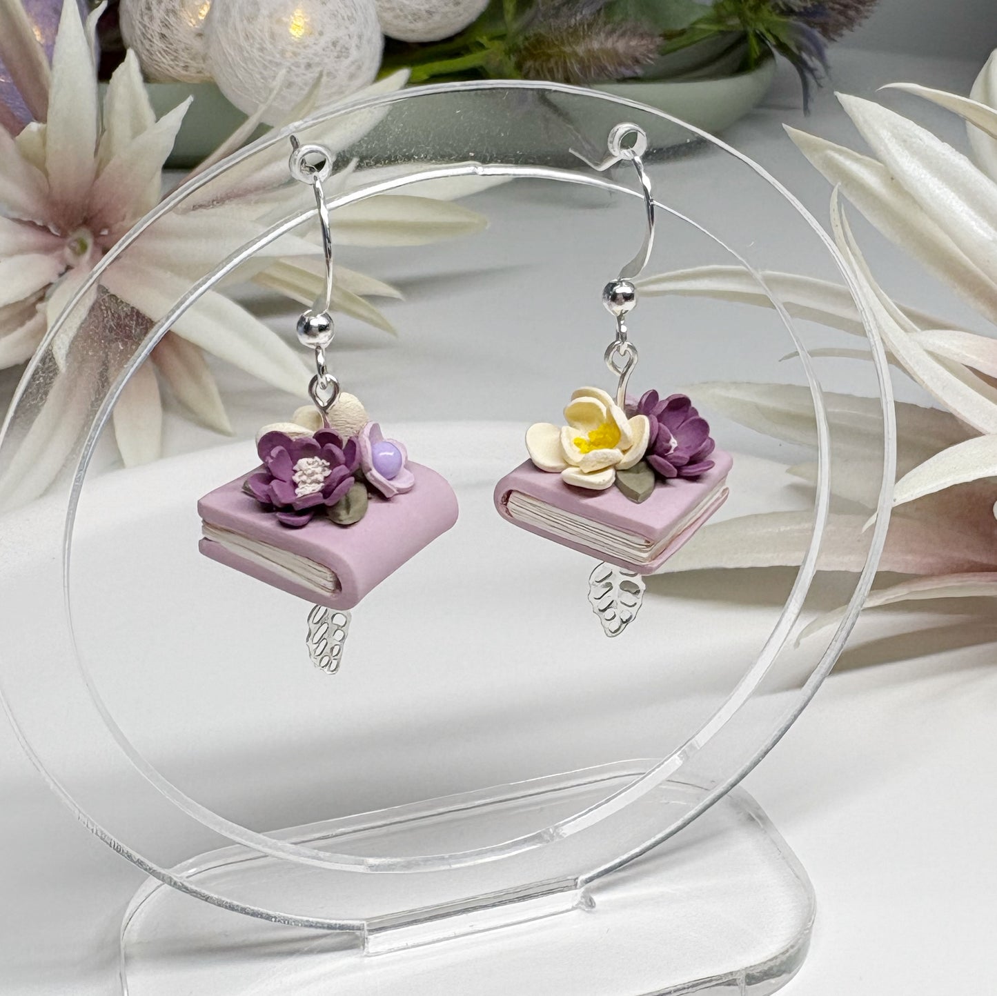 Book Earrings | Lilac Single Stack