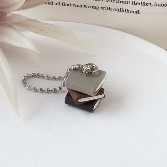 Book Stack Keyring | Beige