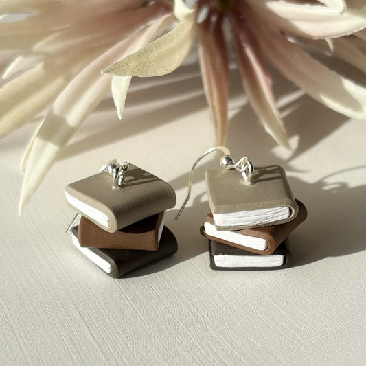 Book Earrings | Brown Hues