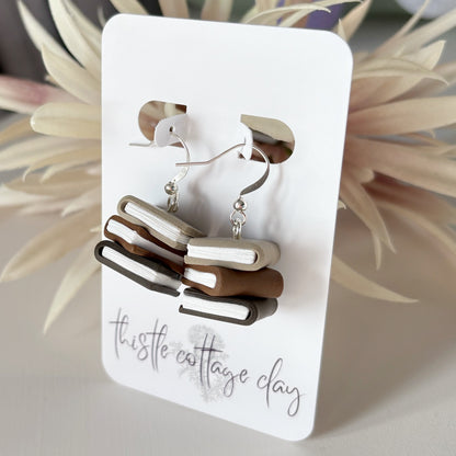 Book Earrings | Brown Hues