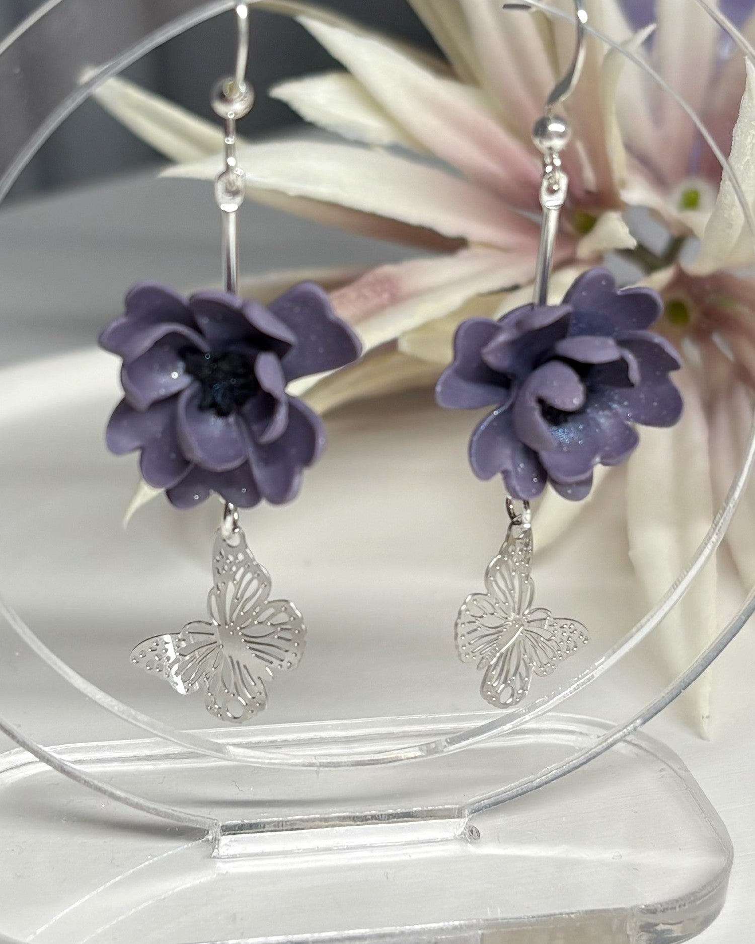 Floral Fairycore Earrings | Mystic Rose Butterfly