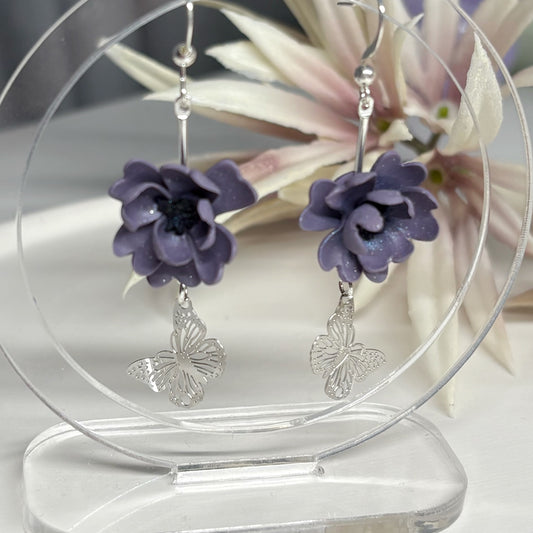 Floral Fairycore Earrings | Mystic Rose Butterfly
