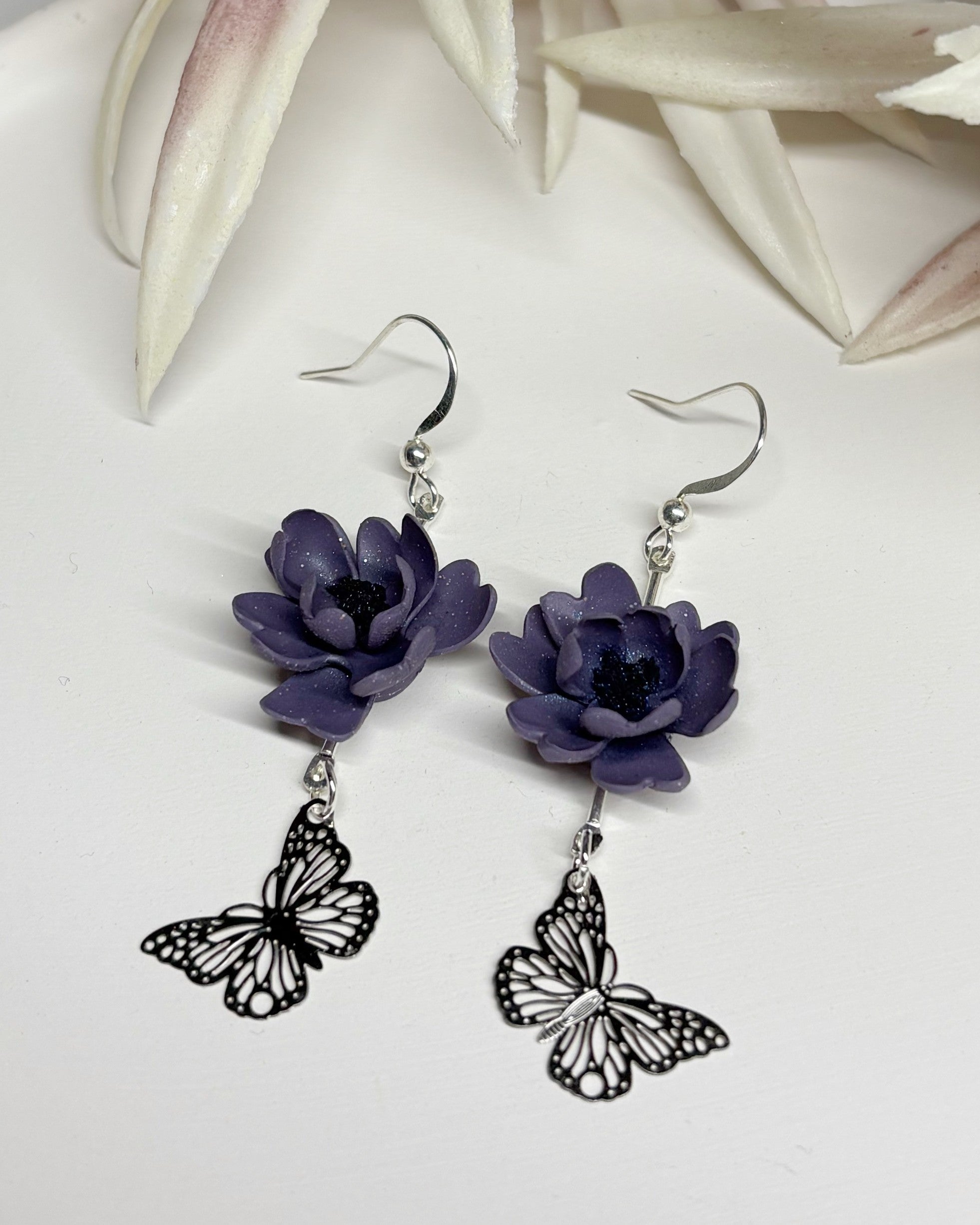 Floral Fairycore Earrings | Mystic Rose Butterfly