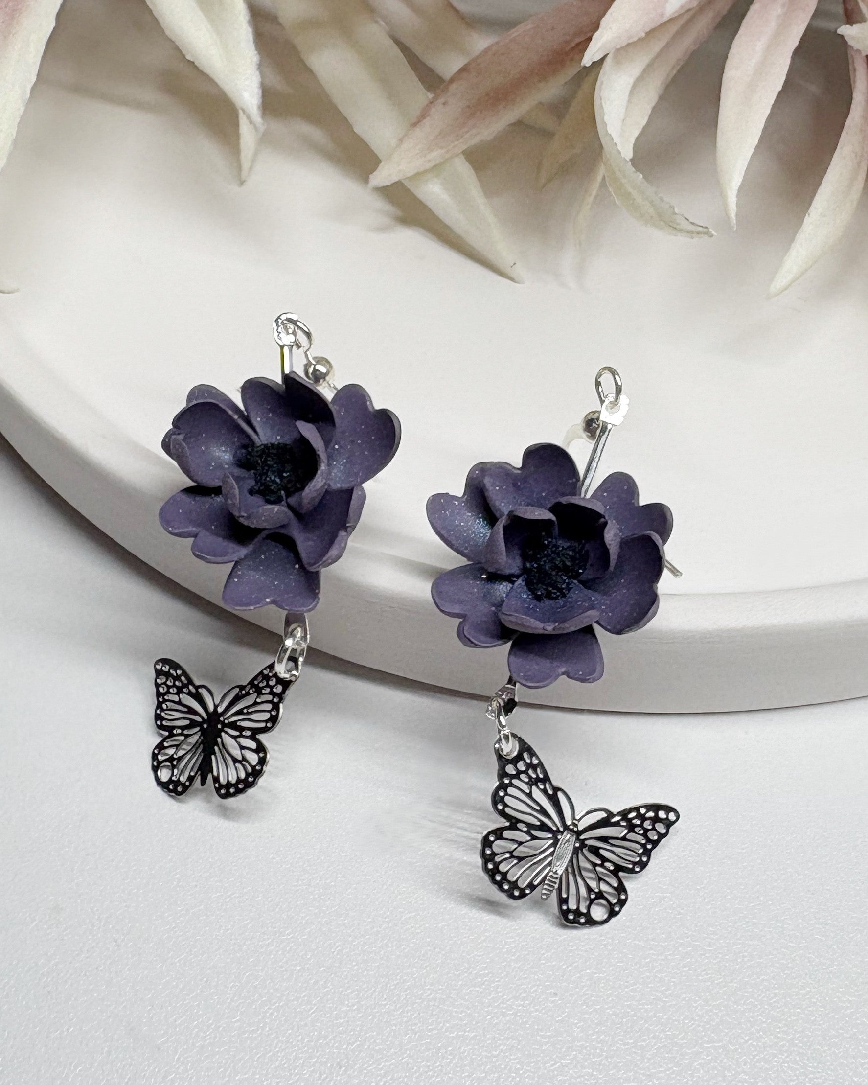 Floral Fairycore Earrings | Mystic Rose Butterfly