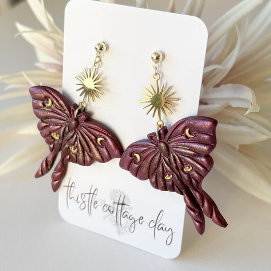 Moon Moth Dangles | Fairycore | Crimson