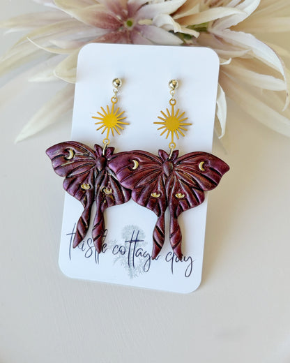 Moon Moth Dangles | Fairycore | Crimson