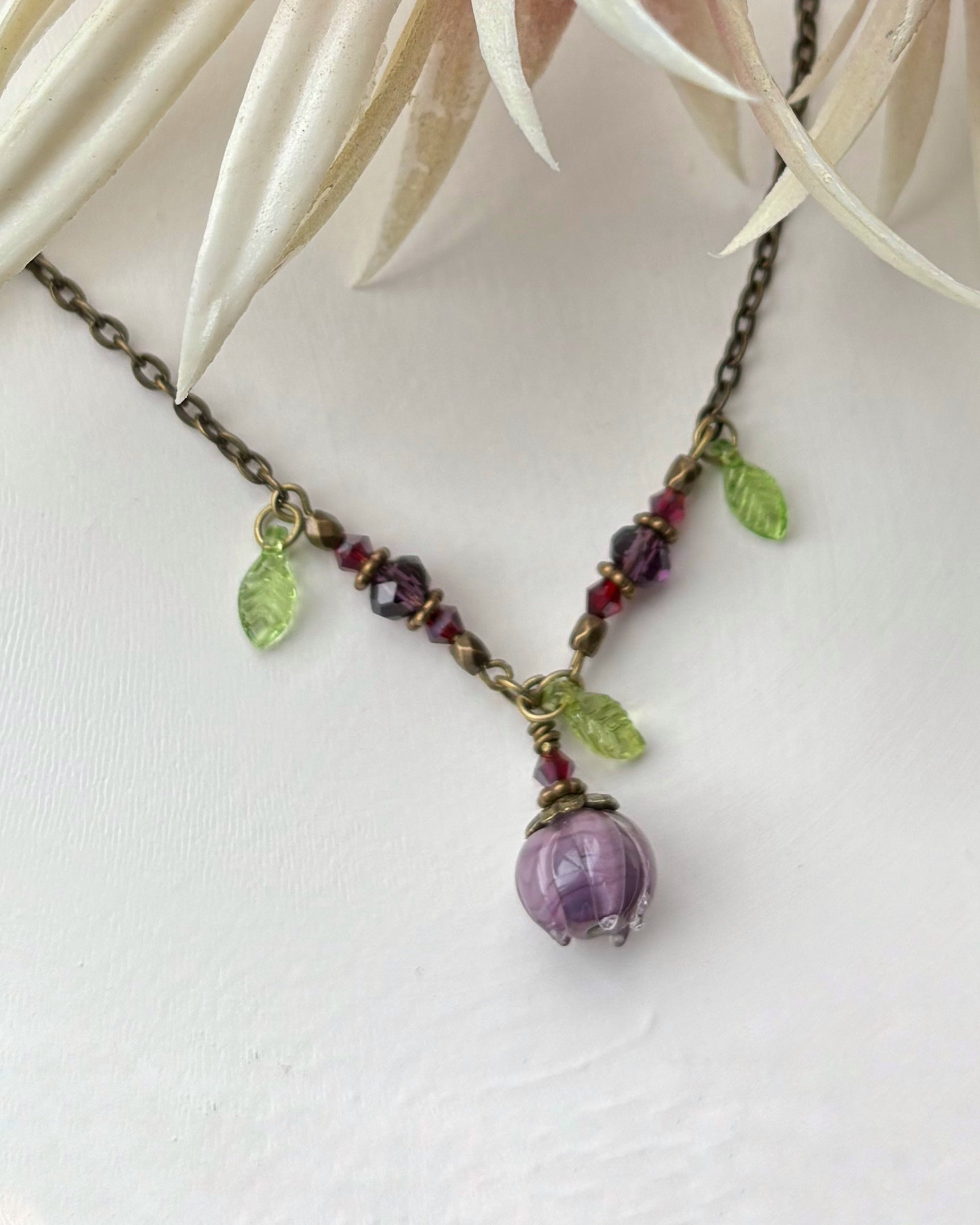 Glass Flower Bud Necklace | Purple | Fairycore