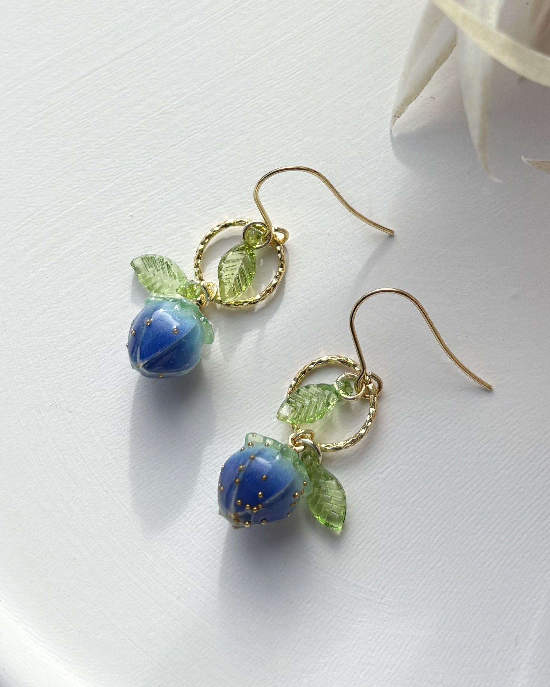 Blueberry Rose Bud Earrings | Lampwork Beads (Copy)