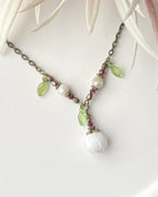 Glass Flower Bud Necklace | White | Fairycore
