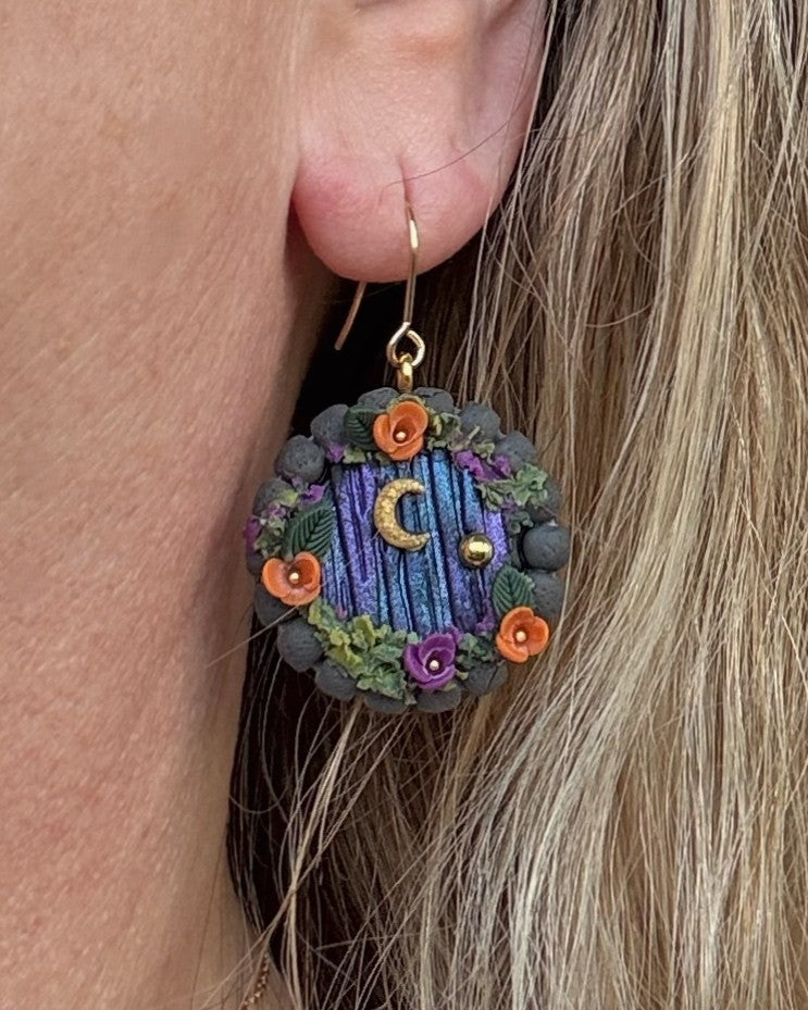 Halloween Fairy Door Earrings | Hobbit Door | Purple