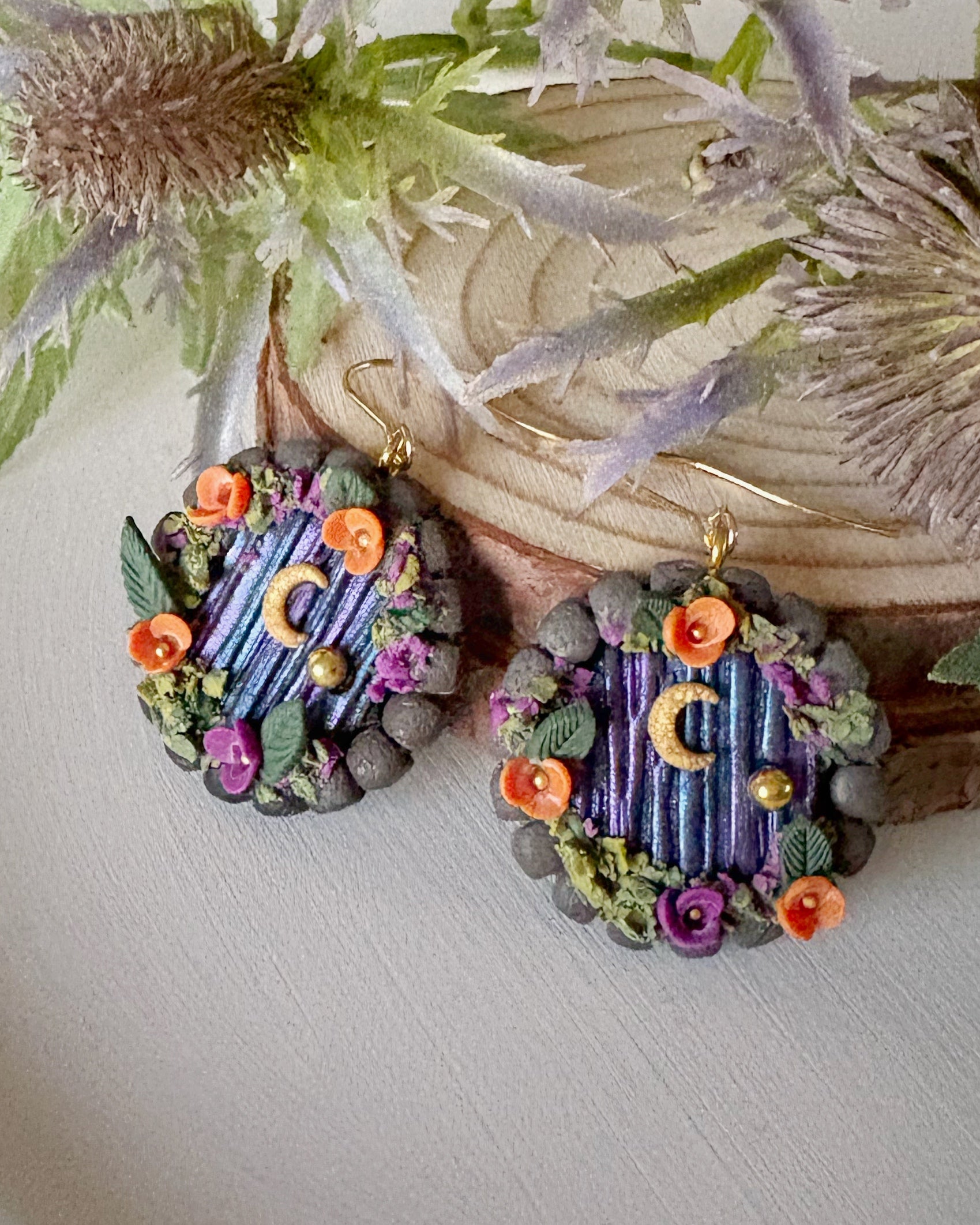 Halloween Fairy Door Earrings | Hobbit Door | Purple