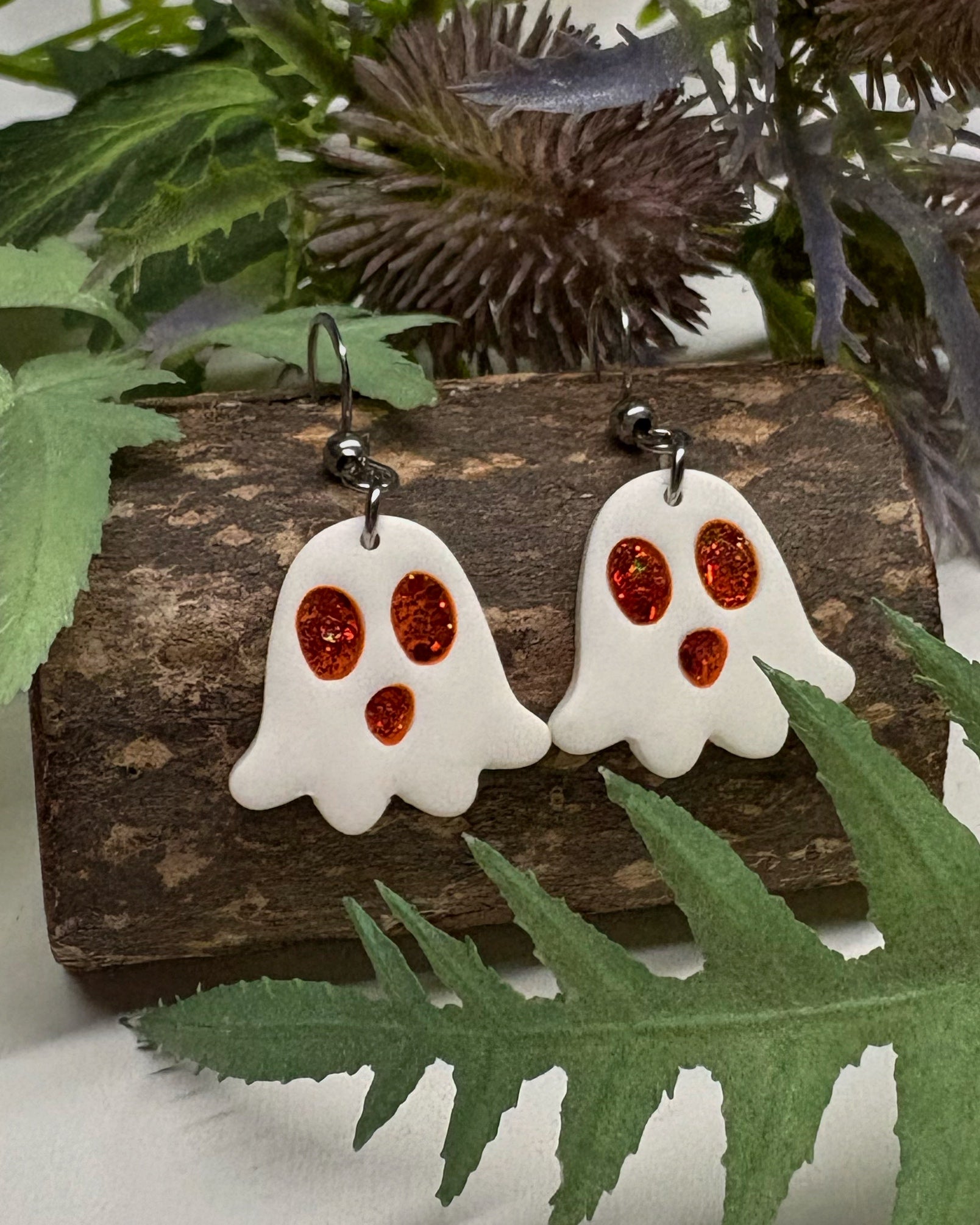 Cute Halloween Ghost Earrings | Orange Sparkle