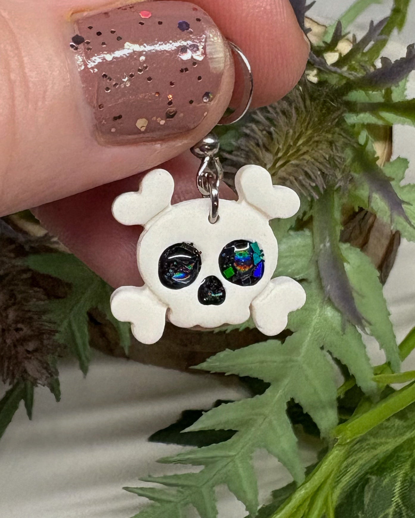 Cute Halloween Skull Earrings | Black Sparkle