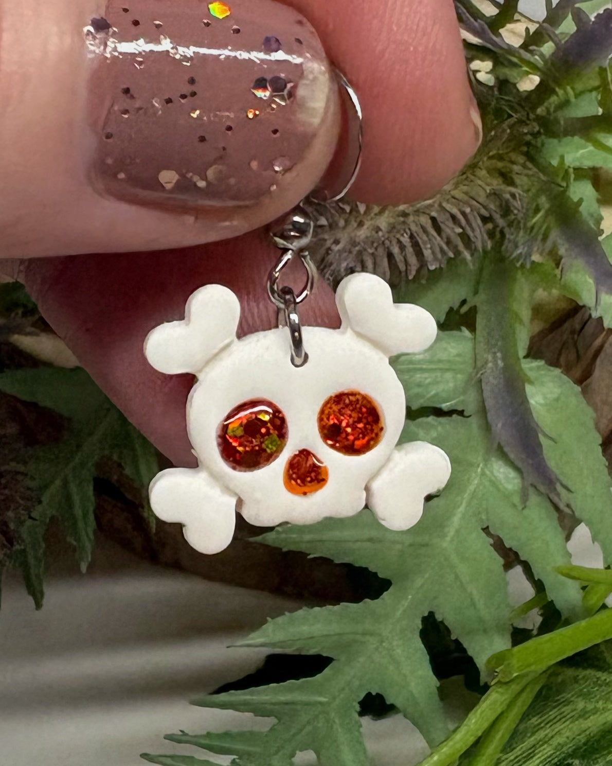 Cute Halloween Skull Earrings | Orange Sparkle