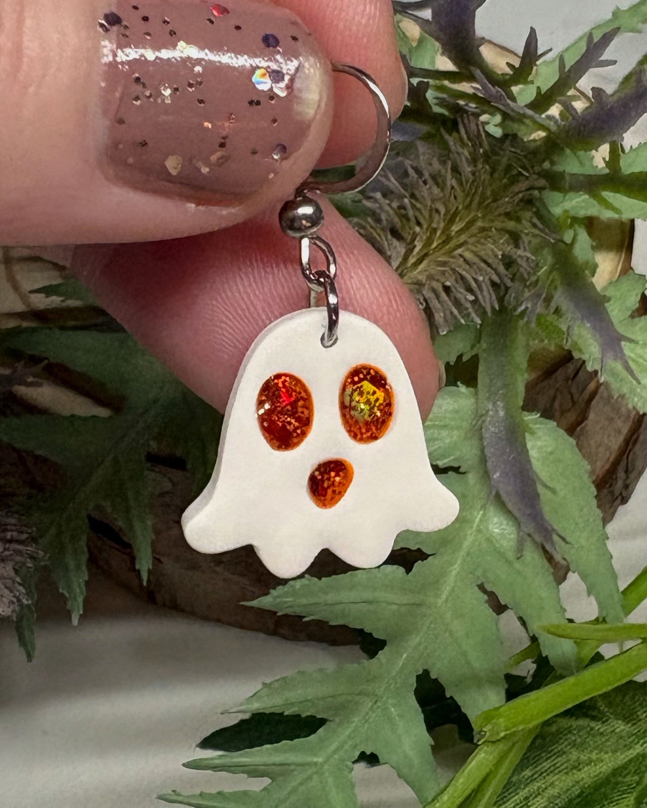 Cute Halloween Ghost Earrings | Orange Sparkle