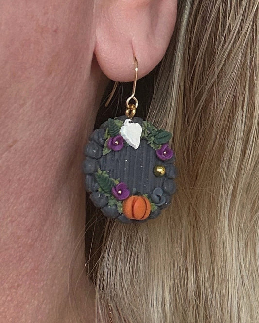 Halloween Fairy Door Earrings | Hobbit Door | Grey