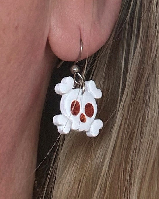 Cute Halloween Skull Earrings | Orange Sparkle