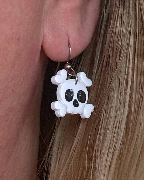 Cute Halloween Skull Earrings | Black Sparkle