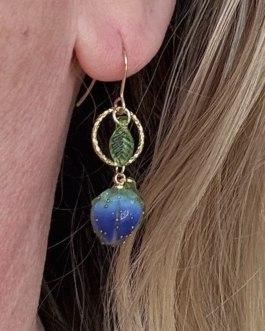 Blueberry Rose Bud Earrings | Lampwork Beads (Copy)