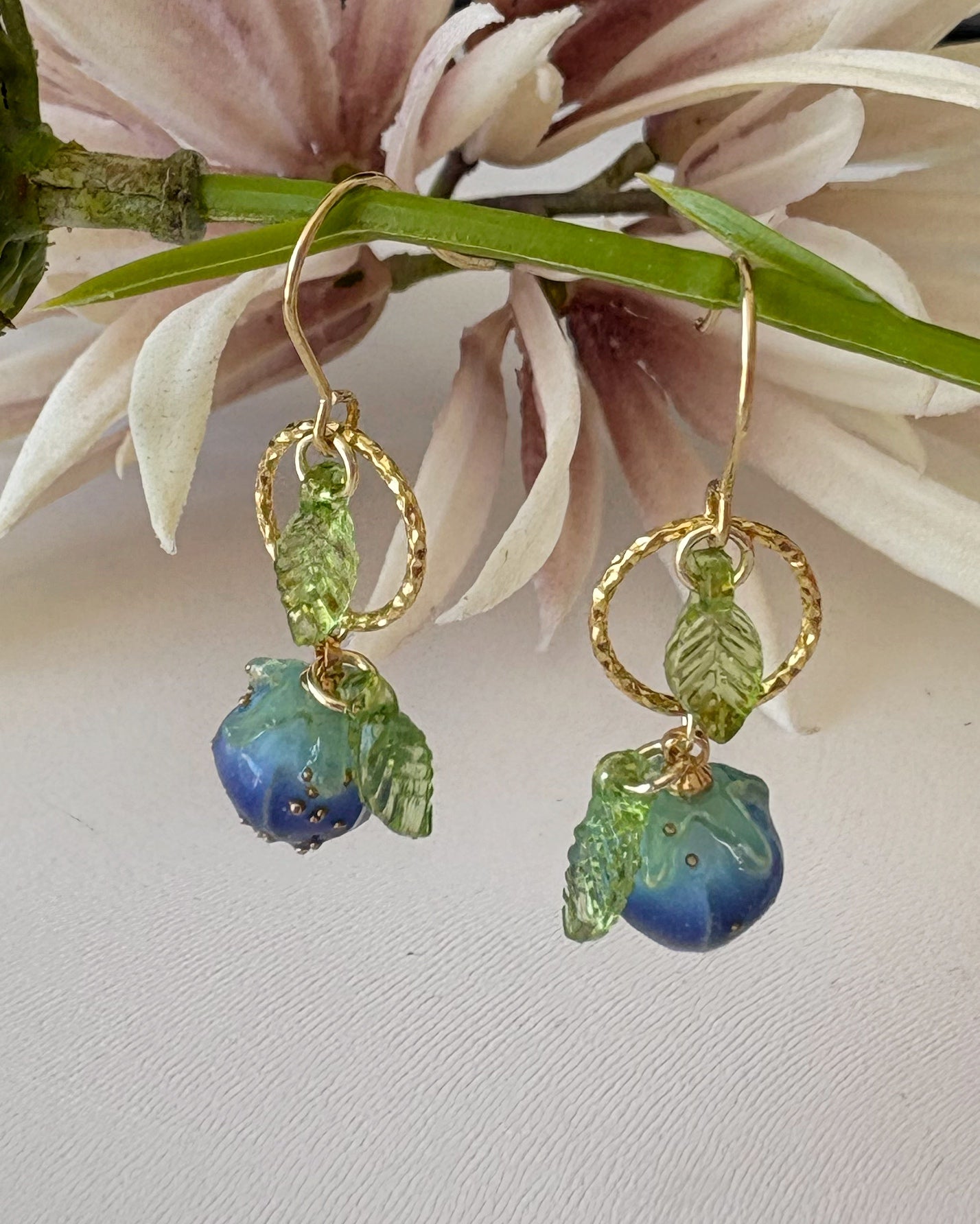 Blueberry Rose Bud Earrings | Lampwork Beads (Copy)